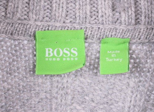 BOSS Hugo Boss Light Gray Chunky Wool Knit Shawl Toggle Sweater Jumper XL - Picture 7 of 10