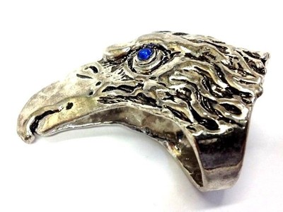 USA Seller New Hot Topic Eagel Blue Crystal Eyes Gothic Punker Rock Knuckle Ring