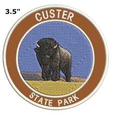 Custer State Park Buffalo Patch Iron-On Embroidered Applique Nature Badge