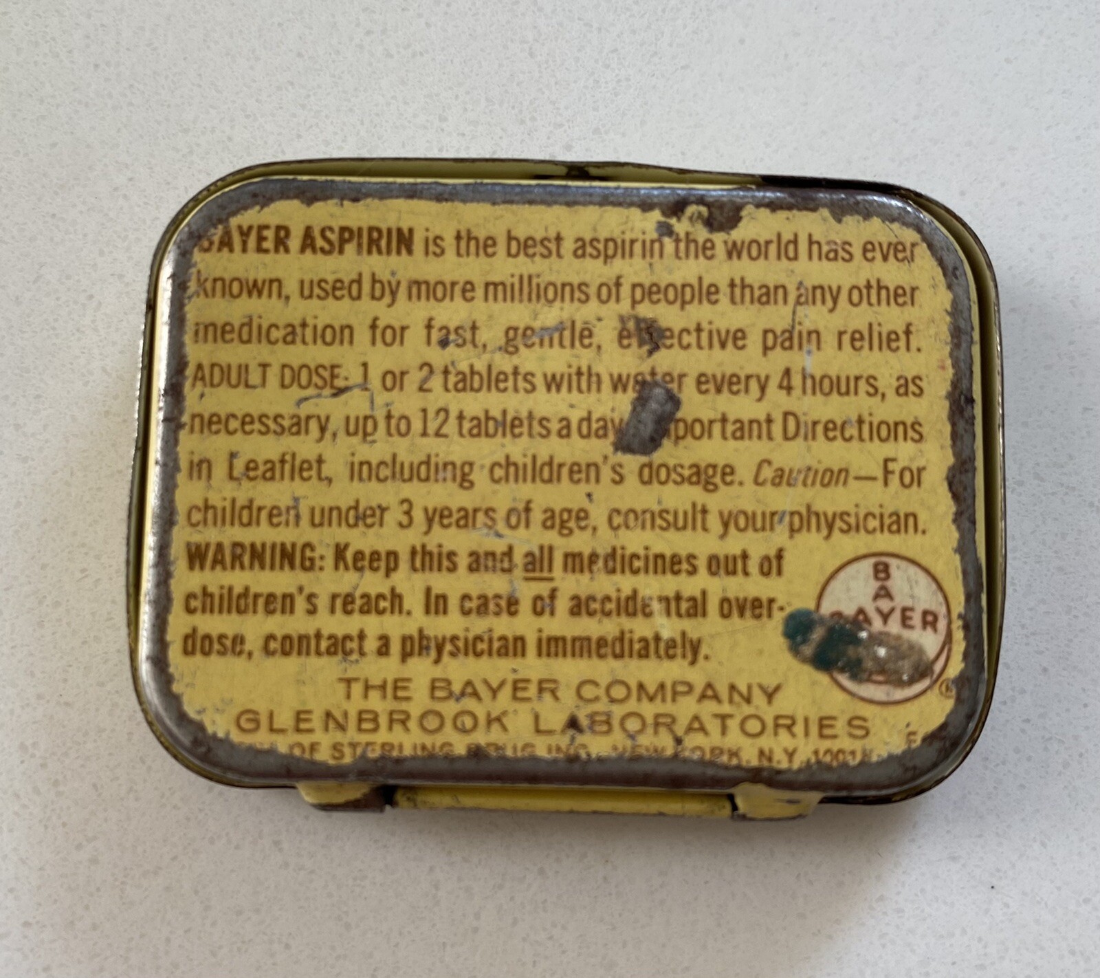 Vintage Bayer Aspirin 12 Tablet Hinged Lid Tin eBay
