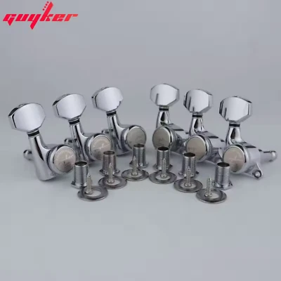 Genuine Guyker CHROME LOCKING Tuners 6-InLine 2-pin Strat/Tele F Machine Heads
