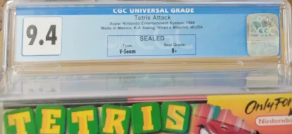 TETRIS ATTACK Super Nintendo SNES US Version CGC 9.4 B+ When s Misprint - Image 3 of 4