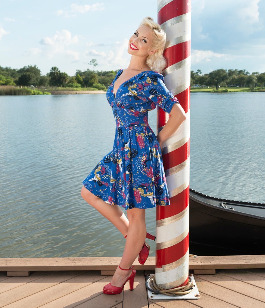 Trashy Diva Dolores Dress sold out Venice Nights Retro Reproduction print sz 2 image 4
