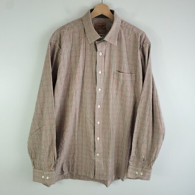 Schoffel Shirt Mens 17.5 Multicolor Gingham Country Casual Cotton Long Sleeve