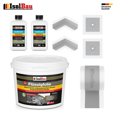 Dichtset für Badabdichtung Dusche Flüssigfolie Dichtfolie 12 kg Dichtband 10m2