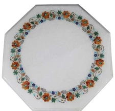 18" Marble center Coffee Table Top Lapis Inlay Marquetry Home Decor b58