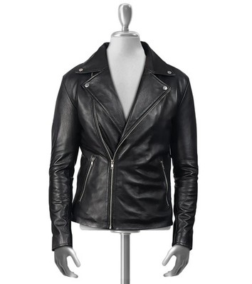 Men's Brando Motorcycle Leather Jacket Black Genuine Leather Biker Moto Coat