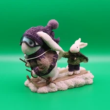 Giftcraft Among Friends "And Away We Go..." Handcrafted Skiing Rabbit Figurine