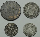 4x CONTEMPORARY FAUX 1885 $10 Liberty Gold Eagle, 1894 Liberty 5C, 2x Seated 10C