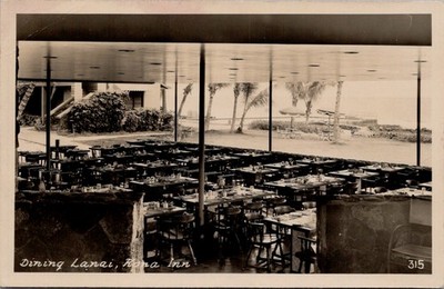 Dining Lanai, Kona Inn, Restaurant, HAWAII Real Photo Postcard
