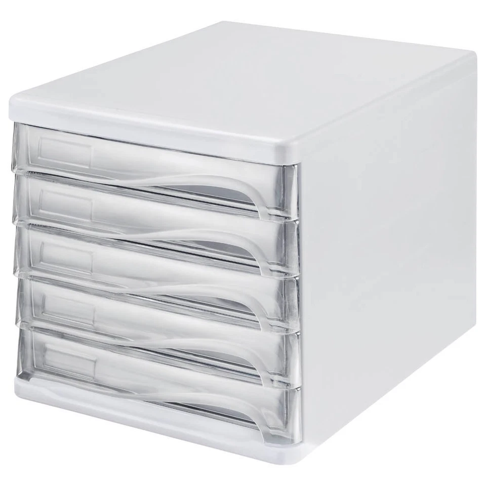 helit Schubladenbox transparent H6129902, DIN A4 mit 5 Schubladen, 1 St.