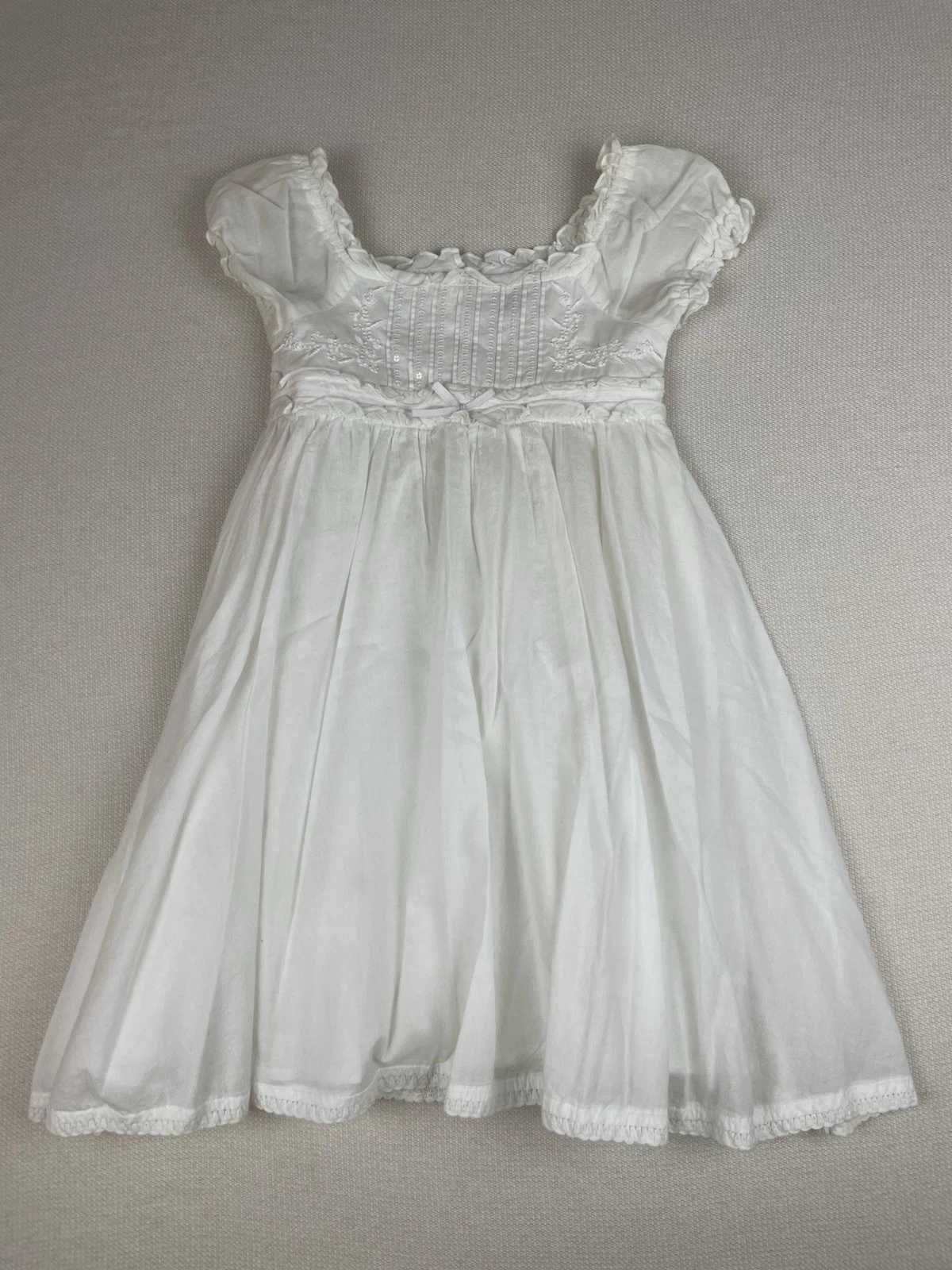 Debenhams Tigerlily Dress 3-4 Years Cream Cottage Embroidery Crochet Sequin Bow