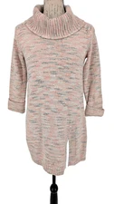 j. jILL Sweater Tunic/Dress Pink Peach Gray Heather Cotton Blend Cowl Neck  Nice