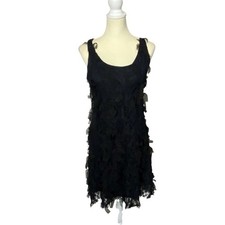 Karen Kane Sleevless Black Shredded Whimsigoth Cocktail Dress Women's Size M