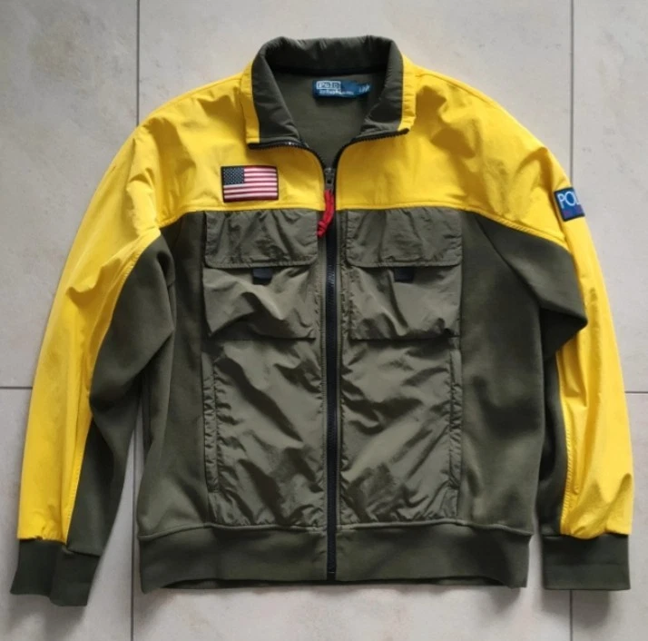 RARE POLO RALPH LAUREN HI TECH Nylon Jacket Size L Yellow Green Snow Beach