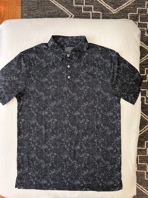 PGA Tour Pro Series Men's Black Blue Speckled Golf Polo Shirt Sz S AthleticNWOT 