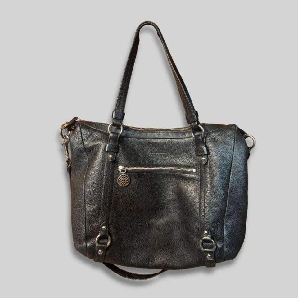 Coach Alexandra Convertible Satchel Bag Crossbody Strap Pebbled Leather Black OS - Image 2 of 4