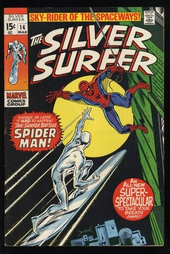 Silver Surfer #14 FN/VF 7.0  Appearance of Amazing Spider-Man! Marvel 1970