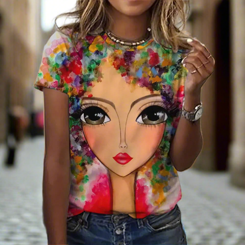 2.Women’s Abstract Art O-Neck T-Shirts – Cute Summer Style - Picture 8 of 25