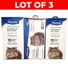 Petmate Medium Litter Box Liners 15 Each Fits 16x12x4.5, Lot of 3 Boxes 45 Total