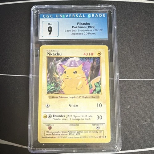 CGC 9 Pikachu Base Set Shadowless (1999) 58/102 Pokémon Card