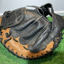 MacGregor 32" Black Tan Full Grain Leather Baseball Catcher Mitt Great Condition