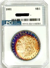 1891-P Rare Date CH + / Gem BU Album Rainbow Toned Colors Morgan Dollar