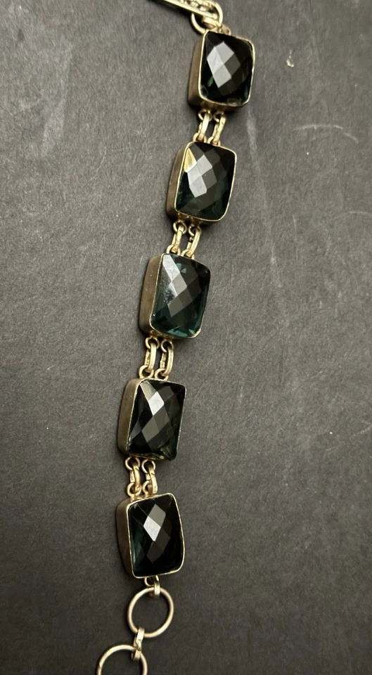 Pulsera de eslabones de plata de cuarzo ahumado facetado Foto 2 de 4