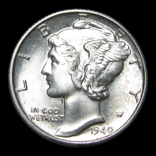 1940-D Mercury Dime Silver ---- Gem BU+ FB Condition Coin ---- #KK319