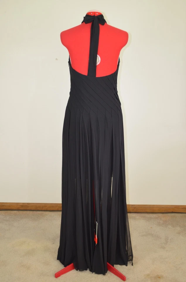 Mon Cheri Evenings Silk Black Dress Size 6 Women Formal Beads on collar Lined - Image 2 of 4