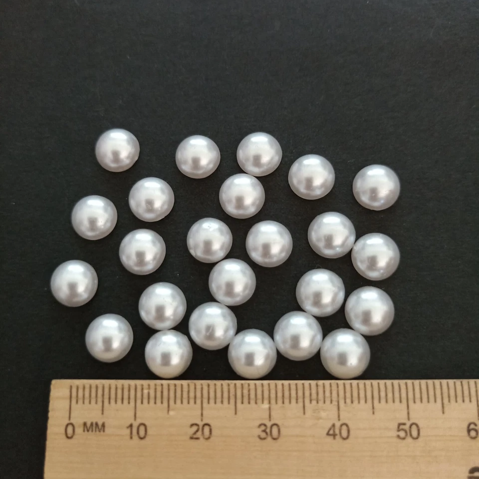 48pcs 8mm White Half Round Pearl Beads Flatback Cabochons AUS Free Postage sZ9 - image 2 of 4