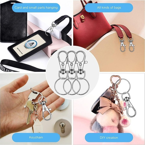 50Set Swivel Clasps Key Rings Metal Lanyard Snap Hooks For Keychain Crafting - Picture 12 of 12