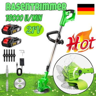Rasentrimmer Trimmer Elektro Motorsense Grasschneider Freischneider mit 2 Akku..