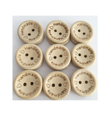 25/50 Knöpfe ''Handmade with Love'' Holzknöpfe Handmade Knopf 15mm 20mm 25mm Holz
