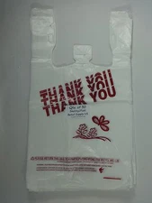 Qty. 50 THANK YOU T-Shirt Bags Plastic 11.5" x 6.25" x 21" Retail Shopping