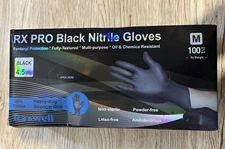 Raxwell Nitrile Gloves Black Disposable Latex Free 4.5mil Sz M 100 Count  NEW