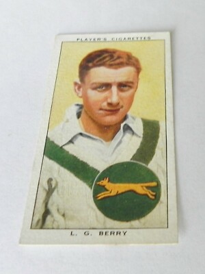 John Player Cigarette Card Cricketers 1938 No.3 - L.G. Berry