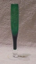 Vintage Emerald Green Clear Glass  Bud Vase 8 Inch Tall  Mid Century Modern