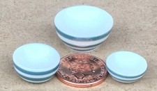 Dolls House Hand Made Green Striped Ceramic Bowls 1:12 Scale Miniature ML tumdee