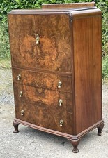SUPERB WALNUT ART DECO TALLBOY CABINET/  HUGE STORAGE CHEST AMAZING VENEERS