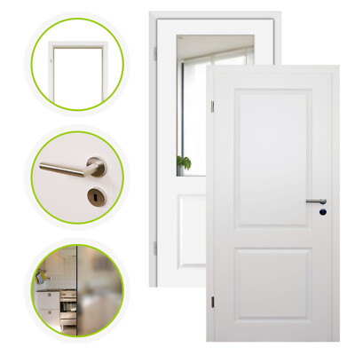 HORI Zimmertür Komplettset Glastür inkl. Zarge und Türgriff - Estella 2 RAL9010