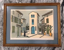 Rare Denis Paul Noyer Signed Numbered Original Lithograph Village with COA