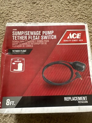ACE 44999 SUMP SEWAGE PUMP TETHER FLOAT SWITCH 8' Brand New