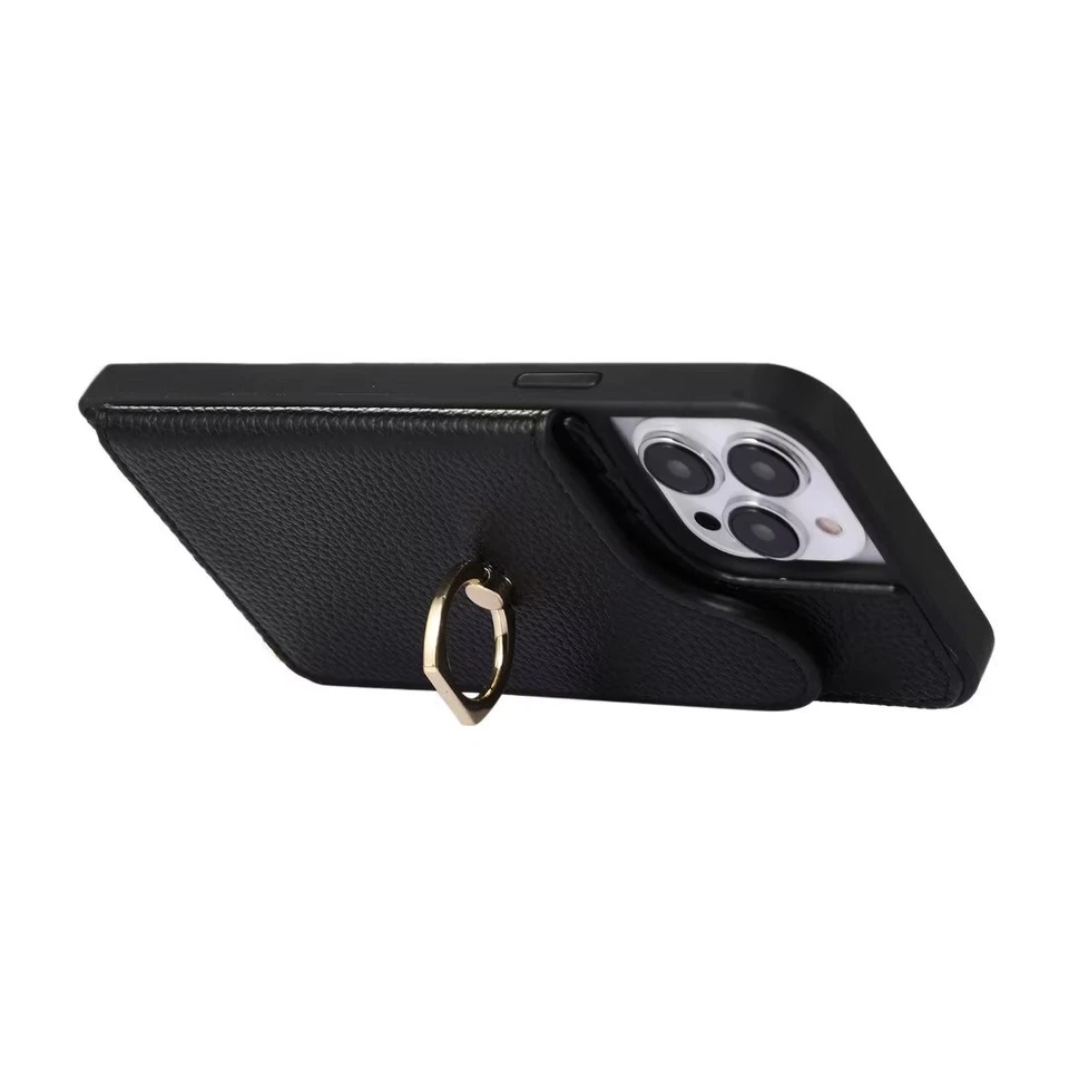 Crossbody shoulder belt back flip wallet leather case kickstand card holder - Image 3 of 4