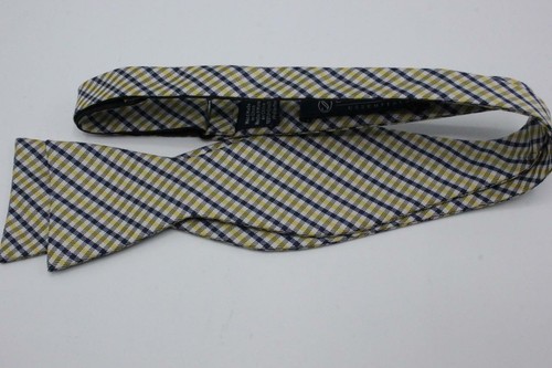 STAFFORD ESSENTIALS Adjustable Bow Tie. Blue and Yellow Plaid.