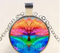 Jewelry Silver 20" Necklace Women Pendant RAINBOW TREE LIFE Free BOX RM473