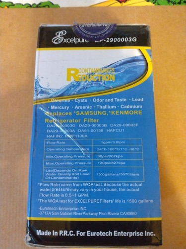 1 Excelpure EP-2900003G Refrigerator Water Filters for Samsung HAFCU1/HAFIN1 - Picture 2 of 4