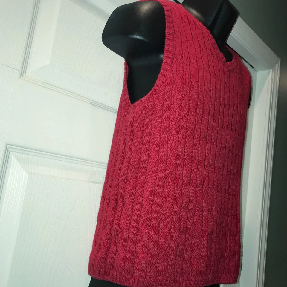 J Khaki Boys Sleeveless Sweater Vest Crimson Red Burgundy Sz Medium Ramie Cotton - Image 4 of 4