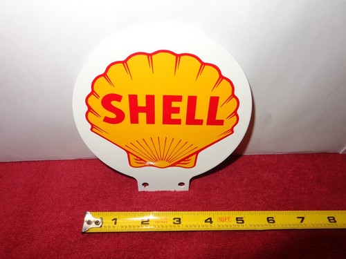 5 INCH SHELL GAS & OIL DOUBLE SIDED ADVERTISING SIGN DIE CUT HEAVY METAL # Z 183