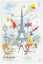 French Cotton Kitchen Dish/Tea Towel - I love Paris- Made in France